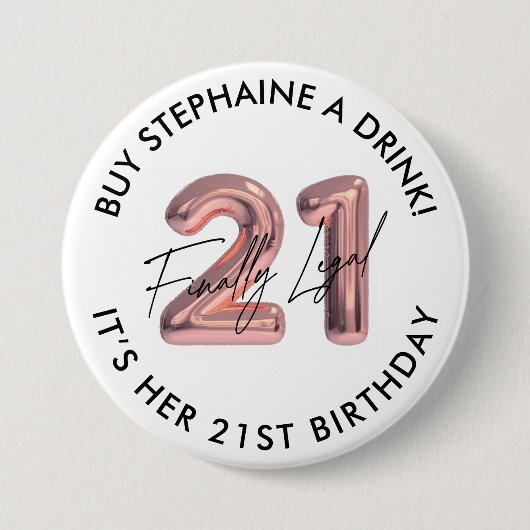 Badge Rond 7,6 Cm Personnalisé 21e anniversaire Achetez-moi un verre (Devant)