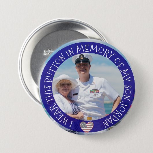 Badge Rond 7,6 Cm Personnalisé En mémoire de mon fils Bouton (Devant & derrière)