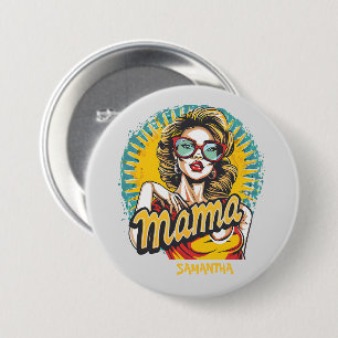 Badge Rond 7,6 Cm Personnalisé Retro Mama Pop Art (17)