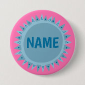 Badge Rond 7,6 Cm PERSONNALISER IT Bleu soleil rose (Devant)