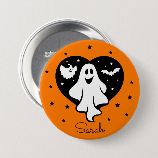 Badge Rond 7,6 Cm Personnaliser mignon Halloween Ghost Bat Coeur (Devant & derrière)