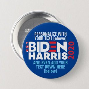 Badge Rond 7,6 Cm Personnaliser Pour Biden / Harris 2020 Ajouter Un 