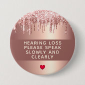Badge Rond 7,6 Cm Perte auditive rose Gold Drit 3 pouces (Devant)