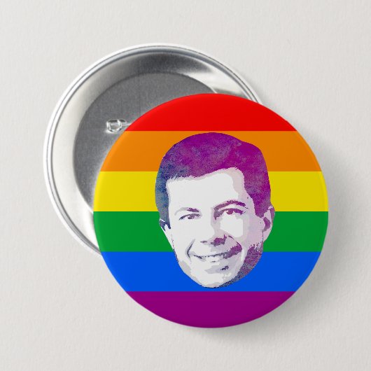 Badge Rond 7,6 Cm Pete Rainbow Stripes (Devant & derrière)