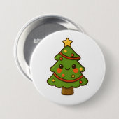 Badge Rond 7,6 Cm Petit arbre de Noël Kawaii (Devant & derrière)