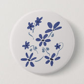Badge Rond 7,6 Cm Petite Fleurs Romantiques Bleues (Devant)