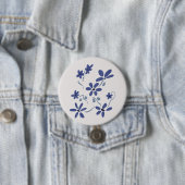 Badge Rond 7,6 Cm Petite Fleurs Romantiques Bleues (En situation)