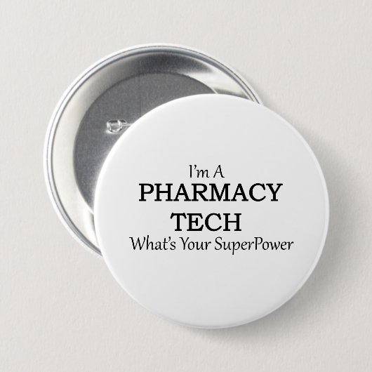 BADGE ROND 7,6 CM PHARMACIE TECH (Devant & derrière)