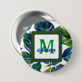Badge Rond 7,6 Cm Philodendron vert Feuille Foliage Botanique (Devant & derrière)