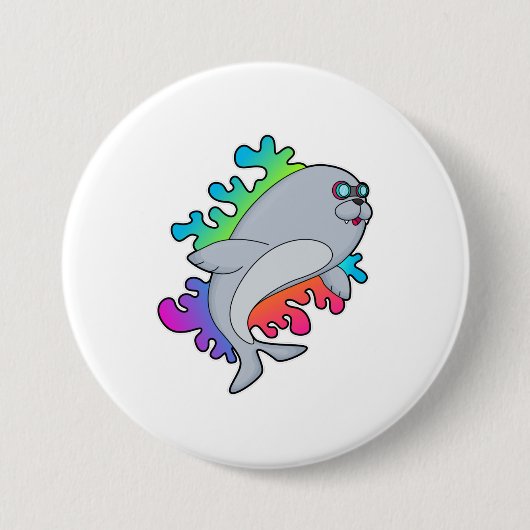 Badge Rond 7,6 Cm Phoque aux Lunettes (Devant)