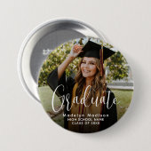 Badge Rond 7,6 Cm Photo classique Simple Script moderne pour diplômé (Devant & derrière)