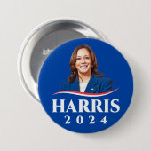 Badge Rond 7,6 Cm Photo de l'élection de Kamala Harris 2024 (Devant & derrière)