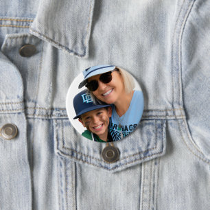 Badge Rond 7,6 Cm Photo Mamie de Baseball