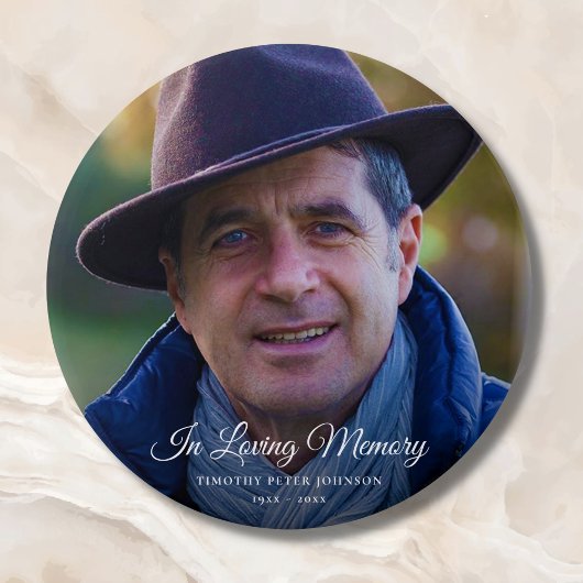 Badge Rond 7,6 Cm Photo Memorial ou Funeral Hombute Keepsaké