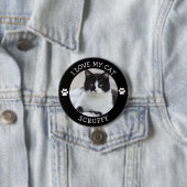 Badge Rond 7,6 Cm Photo noire et blanche mignonne de chat (En situation)