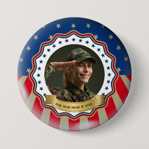 Badge Rond 7,6 Cm Photo personnalisé USA Militaire - Jour du Vétéran
