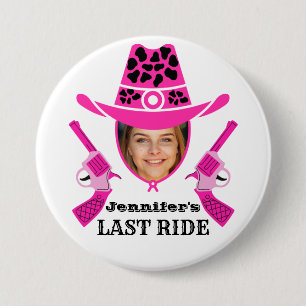 Badge Rond 7,6 Cm Photo personnalisée de Cowgirl rose