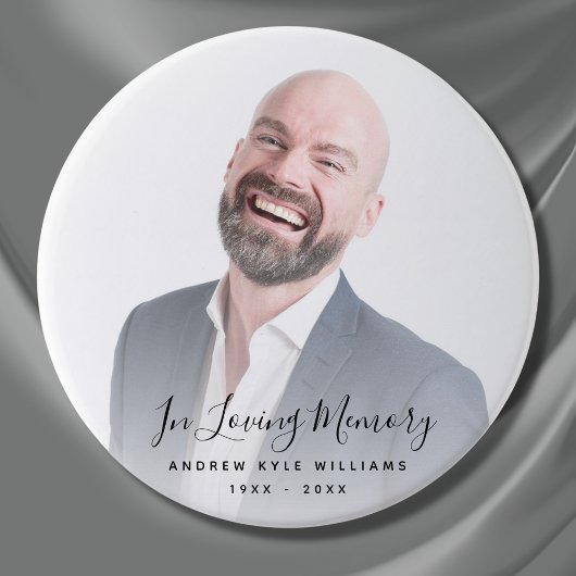 Badge Rond 7,6 Cm Photo personnalisée Hommage commémoratif funéraire