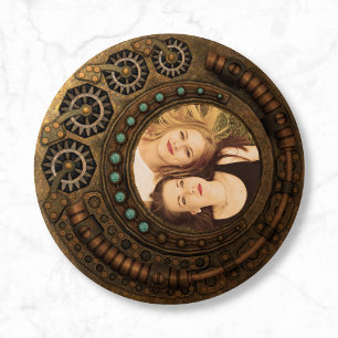 Badge Rond 7,6 Cm Photo personnalisée Steampunk engrenages métalliqu