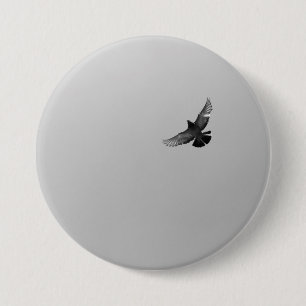 Badge Rond 7,6 Cm Photo simple moderne noir pigeon d'oiseau volant n