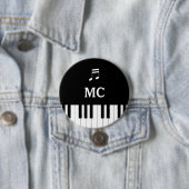 Badge Rond 7,6 Cm Piano Clavier Mariage Pin MC (En situation)