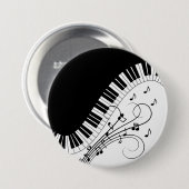 Badge Rond 7,6 Cm Piano Keyboard Music Design (Devant & derrière)