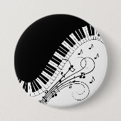 Badge Rond 7,6 Cm Piano Keyboard Music Design (Devant)