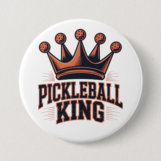 Badge Rond 7,6 Cm Pickleball King (Devant)