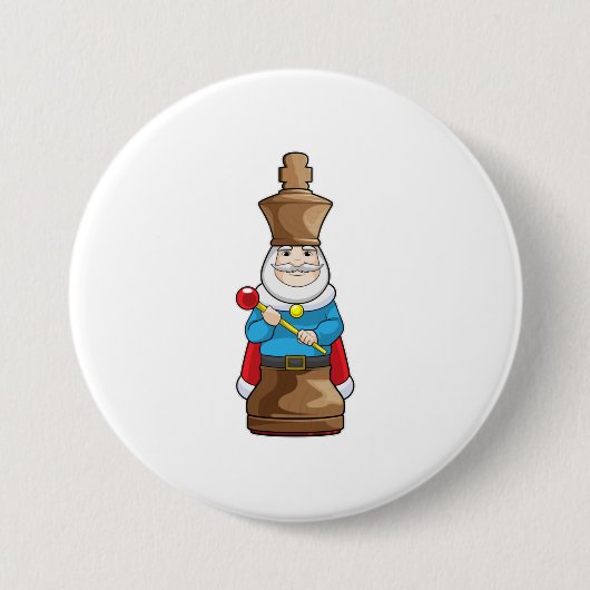Badge Rond 7,6 Cm Pièce d'échecs Roi Échecs (Devant)