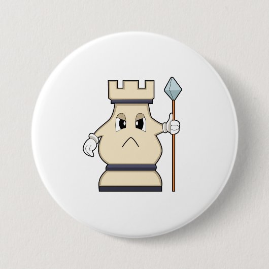 Badge Rond 7,6 Cm Pièce d'échecs Rook à Chess.PNG (Devant)