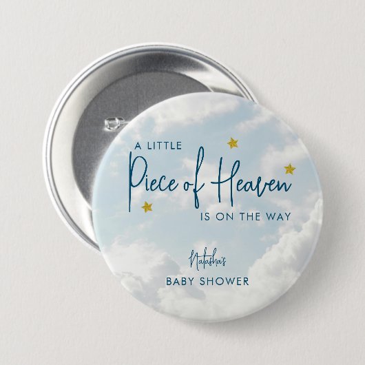 Badge Rond 7,6 Cm Pièce du Ciel Nuages Neuf Baby shower (Devant & derrière)