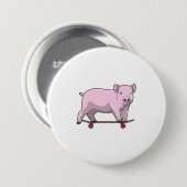 Badge Rond 7,6 Cm Pig as skater avec skate (Devant & derrière)