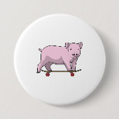 Badge Rond 7,6 Cm Pig as skater avec skate (Devant)