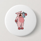 Badge Rond 7,6 Cm Pig with coffee pot (Devant)