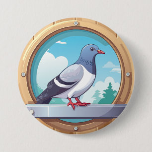 Badge Rond 7,6 Cm Pigeon