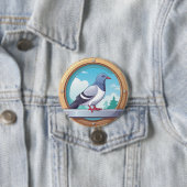 Badge Rond 7,6 Cm Pigeon (En situation)