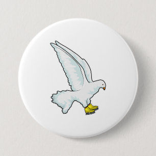 Badge Rond 7,6 Cm Pigeon Patinage sur glace Patins sur glace