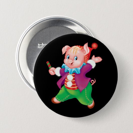 Badge Rond 7,6 Cm piglet rose joyeux (Devant & derrière)