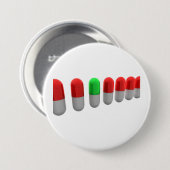 Badge Rond 7,6 Cm Pilule verte unique parmi les capsules rouges (Devant & derrière)