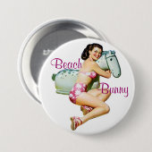 Badge Rond 7,6 Cm Pin- de lapin de plage (Devant & derrière)