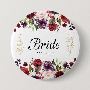 Badge Rond 7,6 Cm Pin décoré d'un monogramme de belle jeune marié
