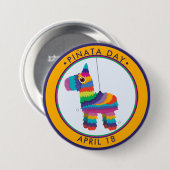Badge Rond 7,6 Cm Pinata Day, dessin animé âne piñata (Devant & derrière)