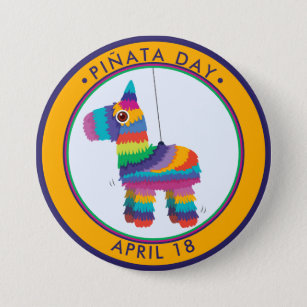 Badge Rond 7,6 Cm Pinata Day, dessin animé âne piñata