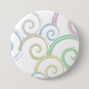Badge Rond 7,6 Cm Pinceaux à aquarelle vagues modernes, tendance, co