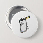Badge Rond 7,6 Cm Pingouin à hockey (Devant & derrière)
