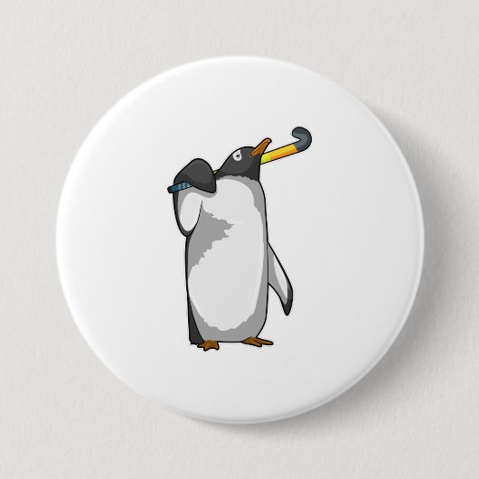 Badge Rond 7,6 Cm Pingouin à hockey (Devant)