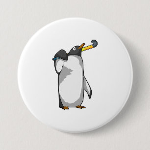 Badge Rond 7,6 Cm Pingouin à hockey