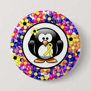Badge Rond 7,6 Cm Pingouin à ruban de sensibilisation jaune