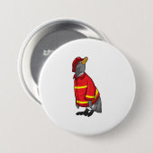 Badge Rond 7,6 Cm Pingouin as Firefighter with Helmet (Devant & derrière)