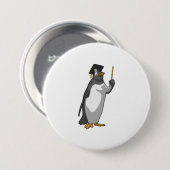 Badge Rond 7,6 Cm Pingouin as Teacher with Pointer (Devant & derrière)